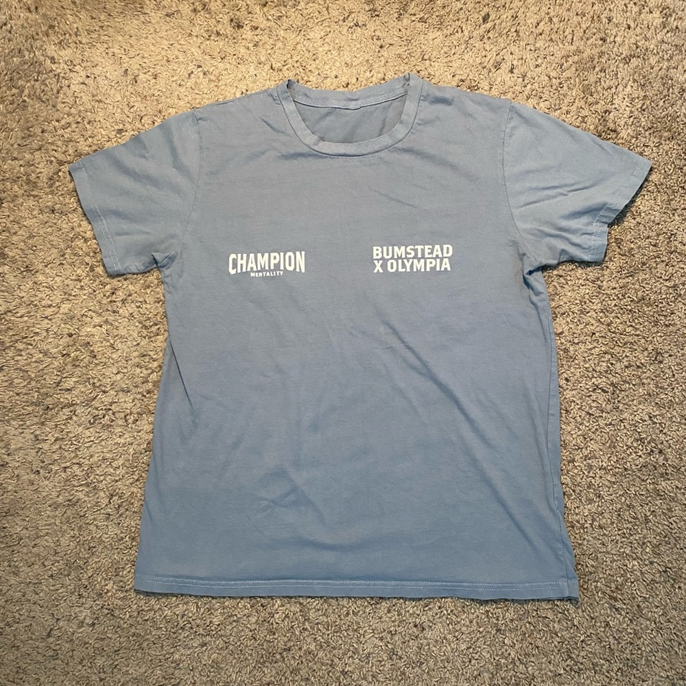 Chris Bumstead Cbum 2021 Champion T Shirt Light Blue White Size M